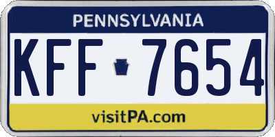 PA license plate KFF7654