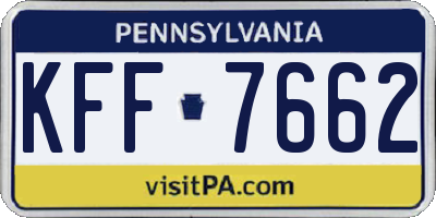 PA license plate KFF7662