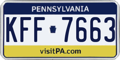 PA license plate KFF7663