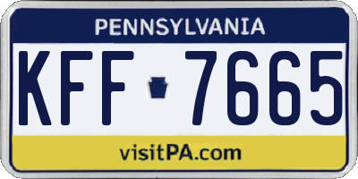 PA license plate KFF7665