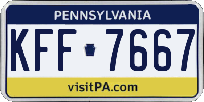 PA license plate KFF7667