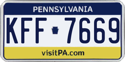 PA license plate KFF7669