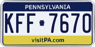 PA license plate KFF7670