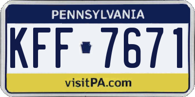 PA license plate KFF7671