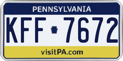PA license plate KFF7672