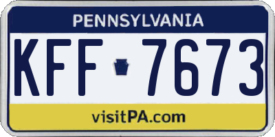 PA license plate KFF7673