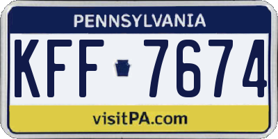 PA license plate KFF7674