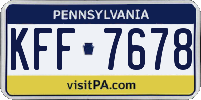 PA license plate KFF7678
