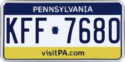 PA license plate KFF7680