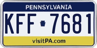 PA license plate KFF7681