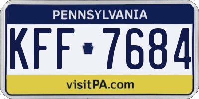 PA license plate KFF7684