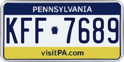 PA license plate KFF7689