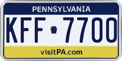 PA license plate KFF7700
