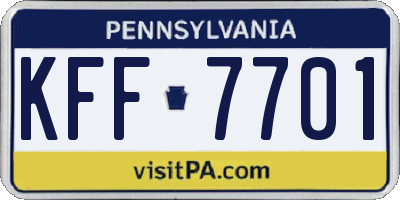 PA license plate KFF7701