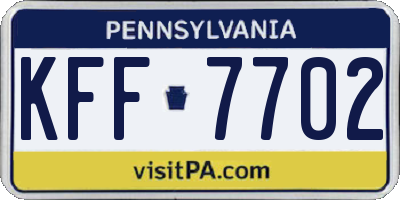 PA license plate KFF7702