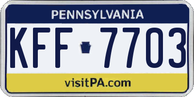 PA license plate KFF7703