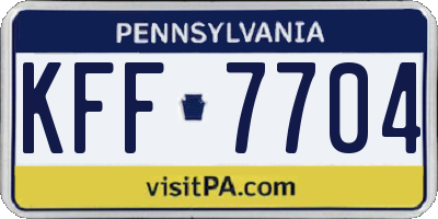 PA license plate KFF7704