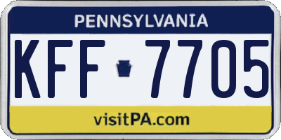 PA license plate KFF7705