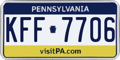 PA license plate KFF7706