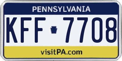 PA license plate KFF7708
