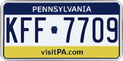 PA license plate KFF7709