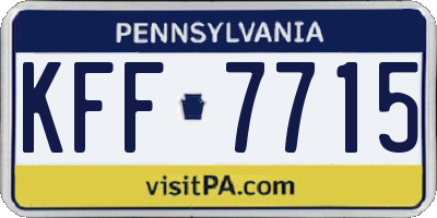 PA license plate KFF7715