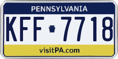 PA license plate KFF7718