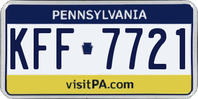 PA license plate KFF7721
