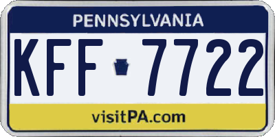 PA license plate KFF7722