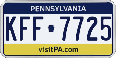 PA license plate KFF7725
