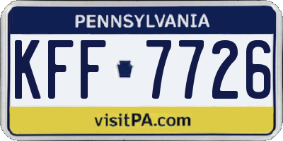 PA license plate KFF7726