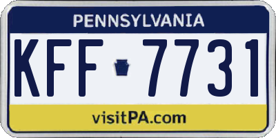 PA license plate KFF7731