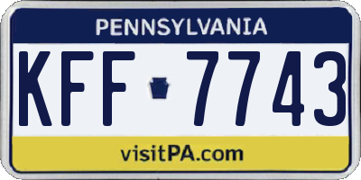 PA license plate KFF7743