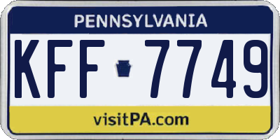 PA license plate KFF7749