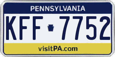 PA license plate KFF7752
