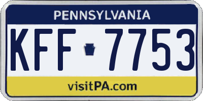 PA license plate KFF7753