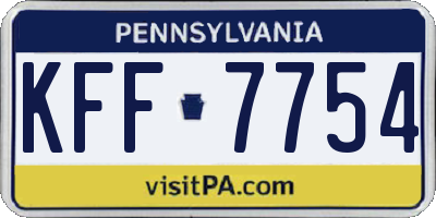 PA license plate KFF7754