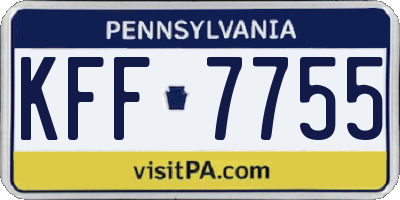 PA license plate KFF7755