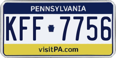 PA license plate KFF7756