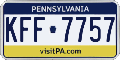 PA license plate KFF7757