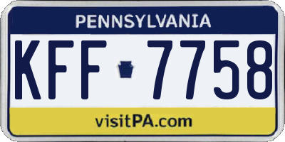 PA license plate KFF7758