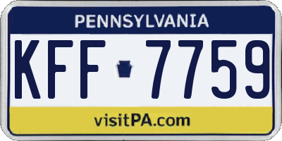 PA license plate KFF7759