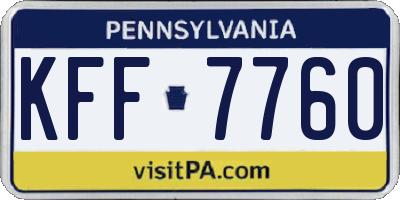 PA license plate KFF7760