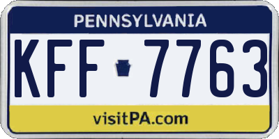 PA license plate KFF7763