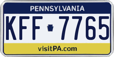 PA license plate KFF7765