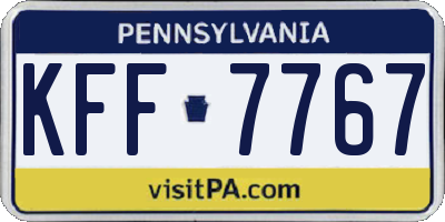 PA license plate KFF7767