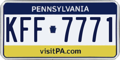 PA license plate KFF7771