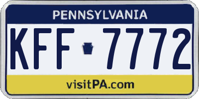 PA license plate KFF7772