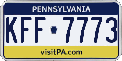 PA license plate KFF7773