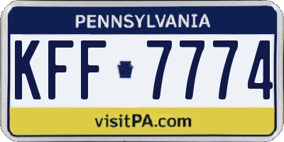 PA license plate KFF7774